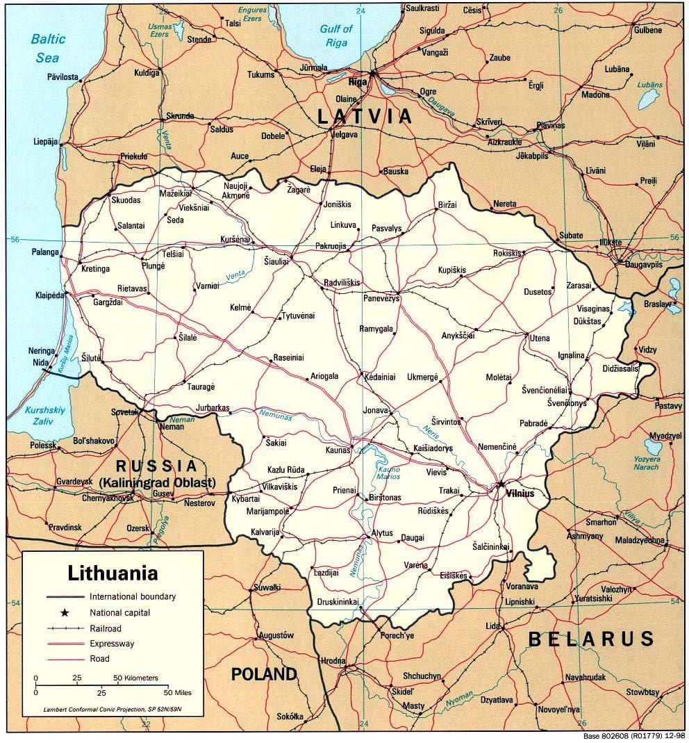kort sýna Litháen