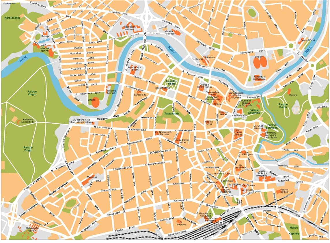 Kort af vilnius Litháen 
